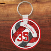Schwarz-Rot-Mädchen-Volleyball-Mannschaftsfarbe Schlüsselanhänger (Rückseite)