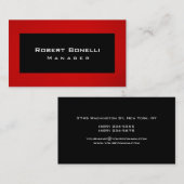 Schwarz-Rot-Manager Moderne Schlichte Visitenkarte (Vorne/Hinten)