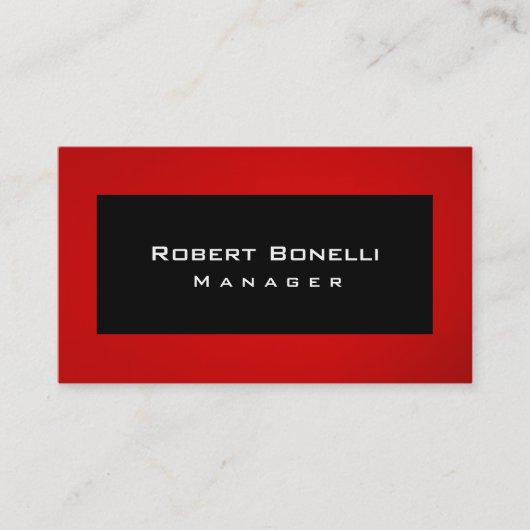 Schwarz-Rot-Manager Moderne Schlichte Visitenkarte (Vorderseite)