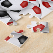 Schwarz Rot Mannschaft Farben Jungs Fußball Puzzle (Seite)