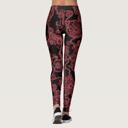 Schwarz-Rot-Mäntel Leggings (Rückseite)