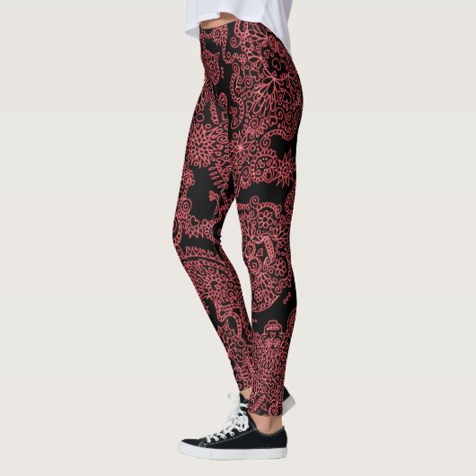 Schwarz-Rot-Mäntel Leggings (Links)