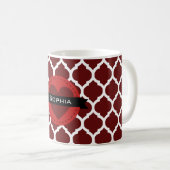 Schwarz-Rot-Marokkanisches Gittermuster Kaffeetasse (VorderseiteRechts)