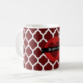 Schwarz-Rot-Marokkanisches Gittermuster Kaffeetasse (Vorderseite Links)