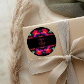 Schwarz-Rot-Mexikanisch-Blumenfiesta Runder Aufkleber