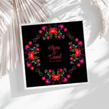 Schwarz-Rot-Mexikanisch-Blumenfiesta