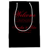 Schwarz-Rot-Minimal-Hochzeit Willkommen Mittlere Geschenktüte (Vorderseite)