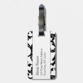 Schwarz-rot-Mit Monogramm Damaskus-Drucke Gepäckanhänger (Rückseite vertikal)