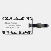 Schwarz-rot-Mit Monogramm Damaskus-Drucke Gepäckanhänger (Rückseite horizontal)