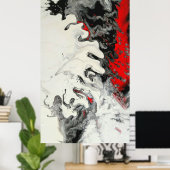 Schwarz-Rot-Moderne Abstrakte Fluid Art Poster (Heimbüro)