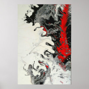 Schwarz-Rot-Moderne Abstrakte Fluid Art Poster