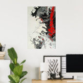 Schwarz-Rot-Moderne Abstrakte Fluid Art Poster (Heimbüro)