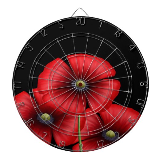 Schwarz-Rot-Mohn-Blume Dartboard mit Dartboard Dartscheibe (vorne)
