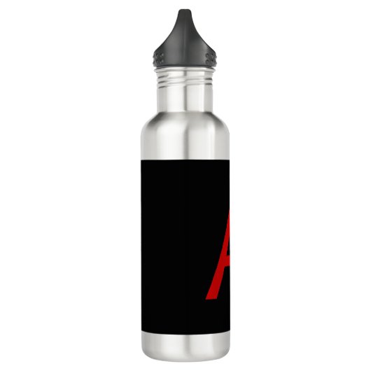 Schwarz-Rot-Monogramm-Anfangsbuchstaben Moderner S Edelstahlflasche (Links)