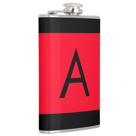 Schwarz-Rot-Monogramm-Anfangsbuchstaben Moderner S Flachmann (Rechts)