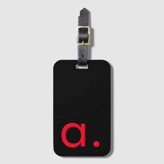 Schwarz-Rot-Monogramm-Anfangsbuchstaben Moderner S Gepäckanhänger (Vorderseite Vertikal)