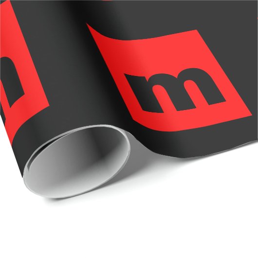 Schwarz-Rot-Monogramm-Anfangsbuchstaben Moderner S Geschenkpapier (Rolleneckpunkt)