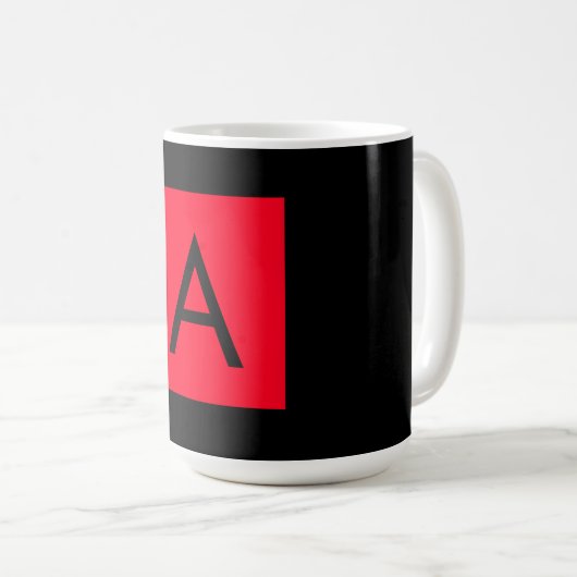 Schwarz-Rot-Monogramm-Anfangsbuchstaben Moderner S Kaffeetasse (VorderseiteRechts)