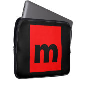 Schwarz-Rot-Monogramm-Anfangsbuchstaben Moderner S Laptopschutzhülle (Vorne Rechts)