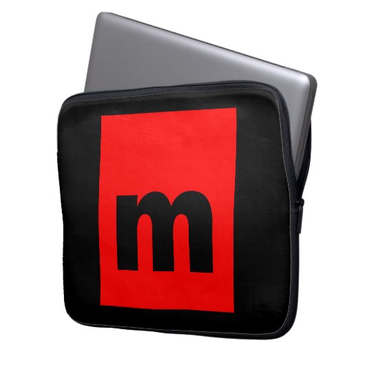 Schwarz-Rot-Monogramm-Anfangsbuchstaben Moderner S Laptopschutzhülle (Vorderseite Links)