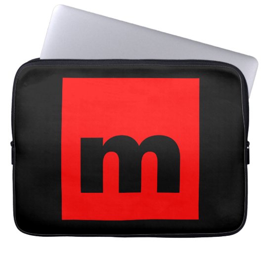 Schwarz-Rot-Monogramm-Anfangsbuchstaben Moderner S Laptopschutzhülle (Vorderseite)