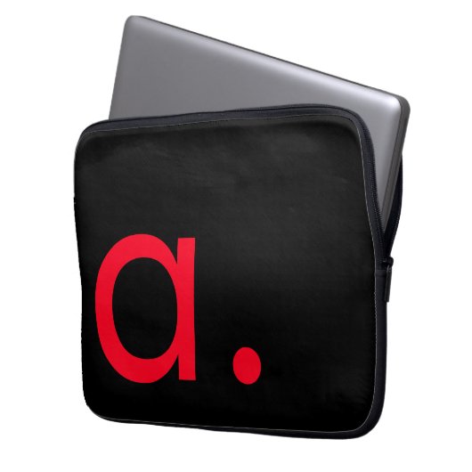 Schwarz-Rot-Monogramm-Anfangsbuchstaben Moderner S Laptopschutzhülle (Vorderseite Links)