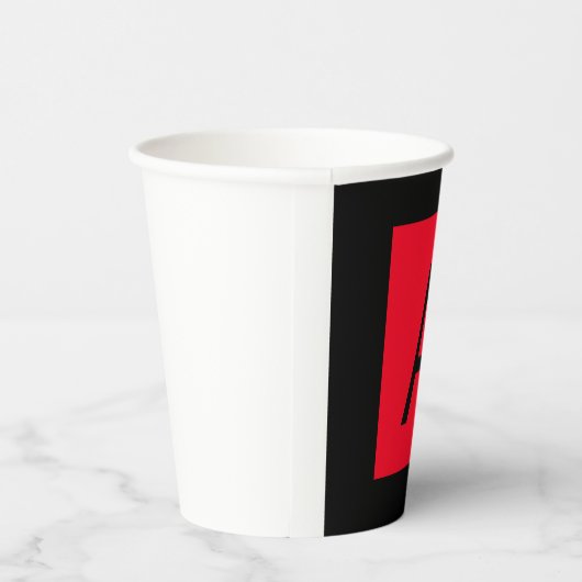 Schwarz-Rot-Monogramm-Anfangsbuchstaben Moderner S Pappbecher (Rechts)