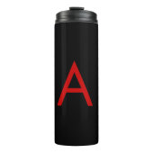 Schwarz-Rot-Monogramm-Anfangsbuchstaben Moderner S Thermosbecher (Vorderseite)