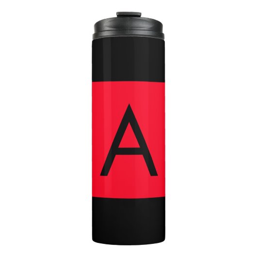 Schwarz-Rot-Monogramm-Anfangsbuchstaben Moderner S Thermosbecher (Vorderseite)