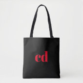 Schwarz-Rot-Monogramm-Initialen elegant, modern Tasche (Vorderseite)