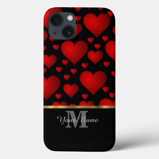 Schwarz-Rot-Monogramm-Liebe Case-Mate iPhone Hülle (Rückseite)