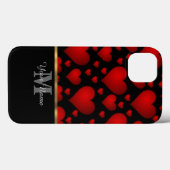 Schwarz-Rot-Monogramm-Liebe Case-Mate iPhone Hülle (Rückseite (Horizontal))
