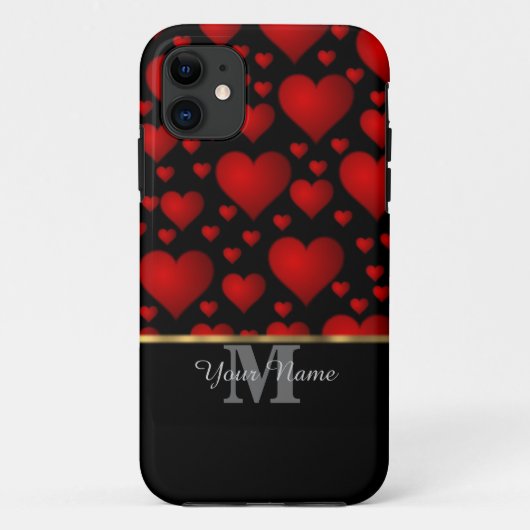 Schwarz-Rot-Monogramm-Liebe Case-Mate iPhone Hülle (Rückseite)