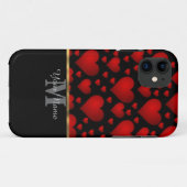 Schwarz-Rot-Monogramm-Liebe Case-Mate iPhone Hülle (Rückseite (Horizontal))