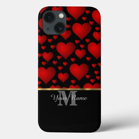 Schwarz-Rot-Monogramm-Liebe Case-Mate iPhone Hülle (Rückseite)