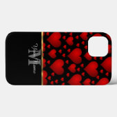 Schwarz-Rot-Monogramm-Liebe Case-Mate iPhone Hülle (Rückseite (Horizontal))