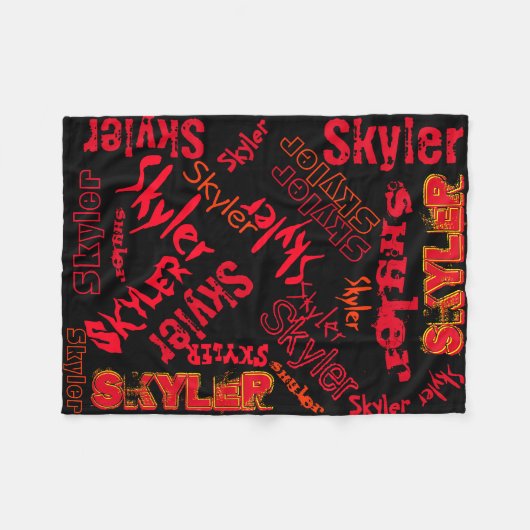 Schwarz-Rot-Neon-Flammen-Namenskollage Fleecedecke (Vorderseite (Horizontal))