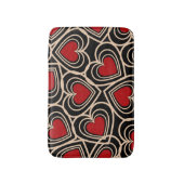 Schwarz/Rot Niedlich Einfaches Herzmuster Badematte (Vorderseite Vertikal)