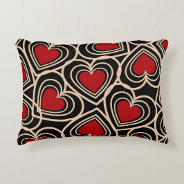 Schwarz/Rot Niedlich Einfaches Herzmuster Dekokissen