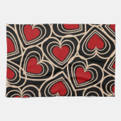 Schwarz/Rot Niedlich Einfaches Herzmuster Geschirrtuch (Horizontal)