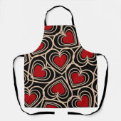 Schwarz/Rot Niedlich Einfaches Herzmuster Schürze (Vorderseite)