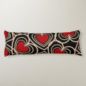 Schwarz/Rot Niedlich Einfaches Herzmuster Seitenschläferkissen (Rückseite)
