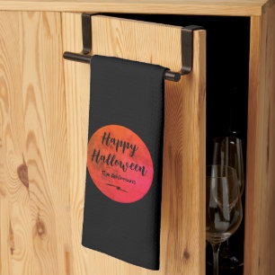 Schwarz-Rot Orange Beängstigend Full Moon Happy Ha Geschirrtuch