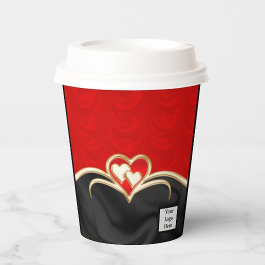Schwarz-Rot-Papier-Cups Pappbecher (Vorderseite)