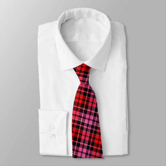 Schwarz Rot Pink Karo Tartan Design Krawatte (Gebunden)