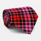 Schwarz Rot Pink Karo Tartan Design Krawatte (Gerollt)