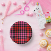 Schwarz Rot Pink Karo Tartan Design Pappteller (Party)