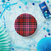 Schwarz Rot Pink Karo Tartan Design Pappteller (Party)