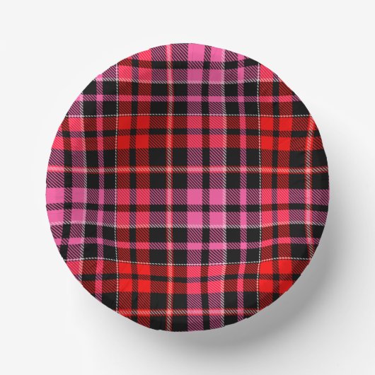 Schwarz Rot Pink Karo Tartan Design Pappteller (Vorderseite)