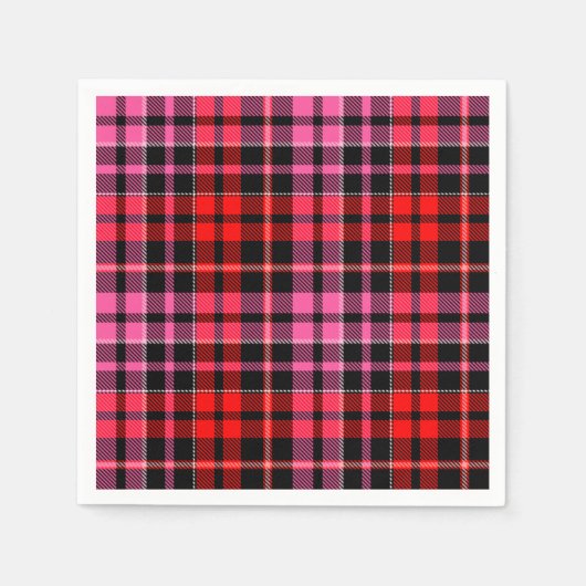 Schwarz Rot Pink Karo Tartan Design  Serviette (Vorderseite)